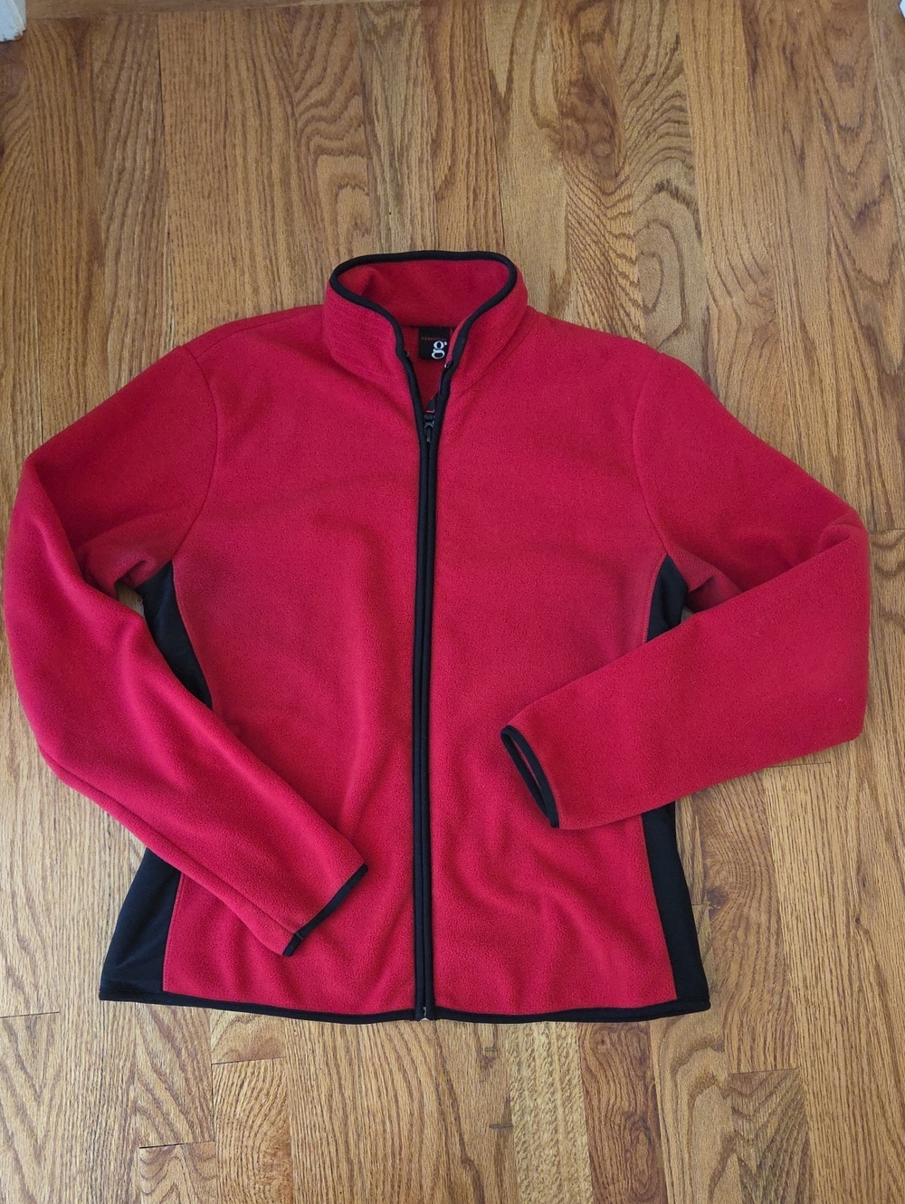 Lightweight Fleece Jacket -Red & Black By Essential G Size: M